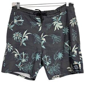 Rip Curl Lay Days Lifestyle Boardshorts Size 36 Black Floral Print Polyester Ble